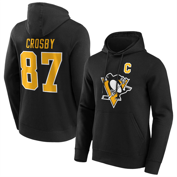 Men's Pittsburgh Penguins #87 Sidney Crosby Black Pullover Hoodie